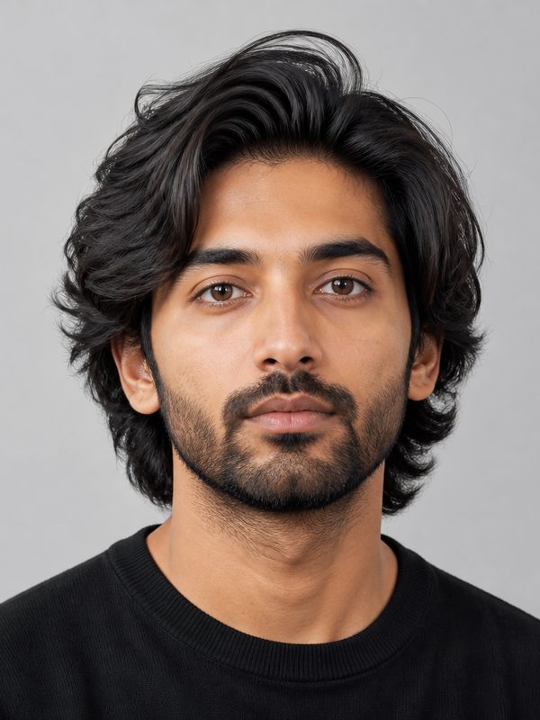 Men's mid-length flow hairstyle
